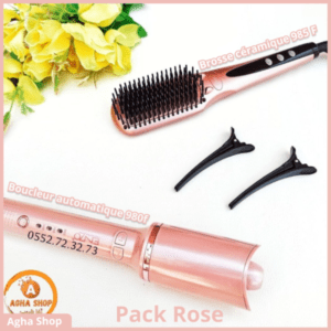 Pack Brosse lissante Enzo En-4101 rose clair + Boucleur Automatique En-1922 rose clair