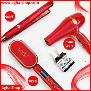 pack rouge ( brosse 4103 rouge + lisseur 3332 + séchoir rouge 6119)